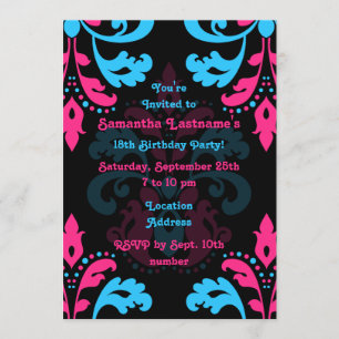 Invitation Fête d'anniversaire Damask
