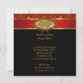 Invitation Fête d'anniversaire Damask Black Red Gold (Dos)