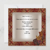 Invitation Fête d'anniversaire Damask Red Gold Chaussures Crè (Dos)