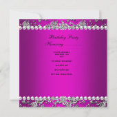 Invitation Fête d'anniversaire Damask rose violet blanc perle (Dos)