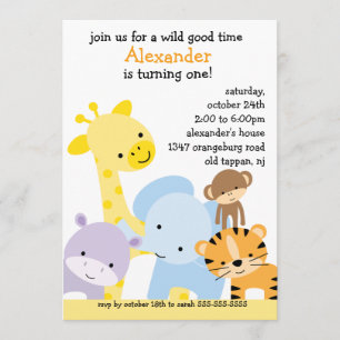 Invitation Fête d'anniversaire d'amusement de zoo