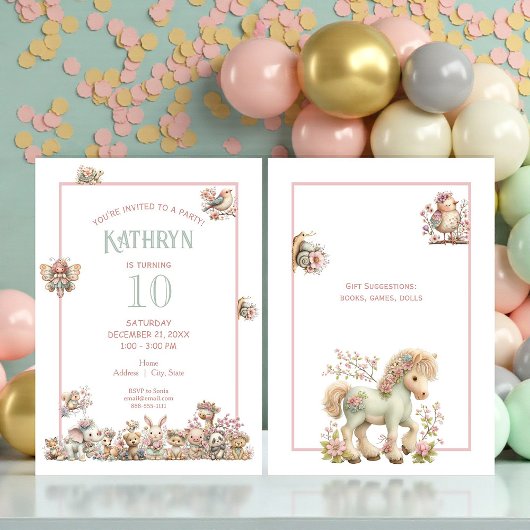 Invitation Fête d'anniversaire d'animal Boho mignon