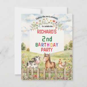 Invitation Fête d'anniversaire d'animaux de ferme pour enfant