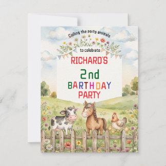 Invitation Fête d'anniversaire d'animaux de ferme pour enfant