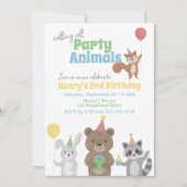 Invitation Fête d'anniversaire d'animaux de fête (Devant)