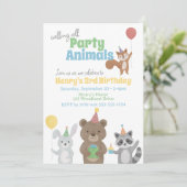 Invitation Fête d'anniversaire d'animaux de fête (Debout devant)