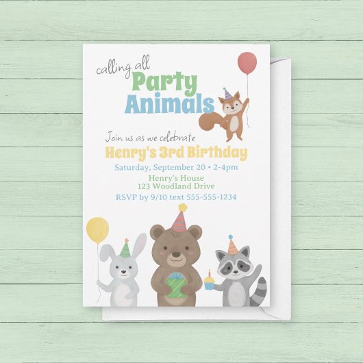 Invitation Fête d'anniversaire d'animaux de fête
