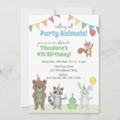 Invitation Fête d'anniversaire d'animaux de fête (Devant)