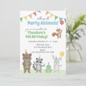 Invitation Fête d'anniversaire d'animaux de fête (Debout devant)