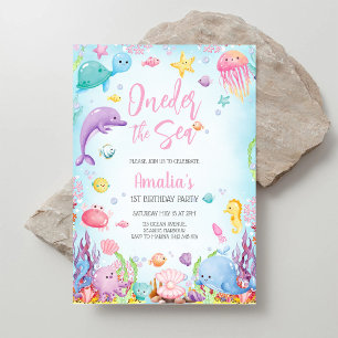 Invitation Fête d'anniversaire d'animaux de l'océan sous la m