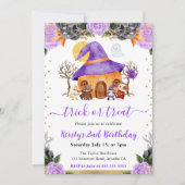 Invitation Fête d'anniversaire d'animaux d'Halloween à l'aqua (Devant)