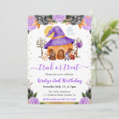 Invitation Fête d'anniversaire d'animaux d'Halloween à l'aqua (Debout devant)