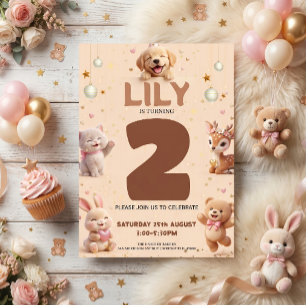 Invitation Fête d'anniversaire d'animaux mignons pour enfants