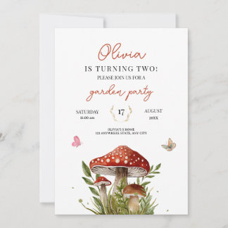 Invitation Fête d'anniversaire dans la forêt de champignons d