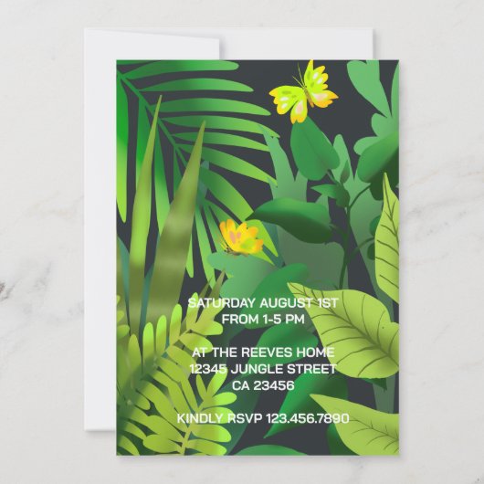 Invitation Fête d'anniversaire dans la jungle (Dos)