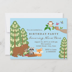 Invitation Fête d'anniversaire dans les bois pour enfants