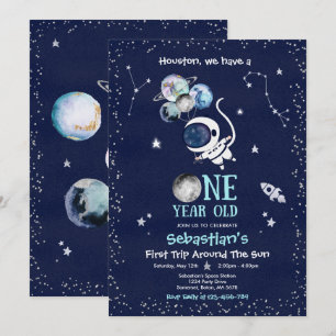 Invitation Fête d'anniversaire dans l'espace Astronaute Fusée