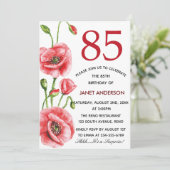 Invitation Fête d'anniversaire d'aquarelle de pavot de la (Debout devant)