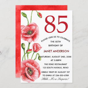 Invitation Fête d'anniversaire d'aquarelle de pavot de la