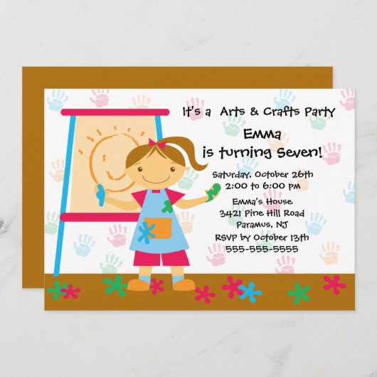 Invitation Fête d'anniversaire d'art et de métier (Devant / Derrière)