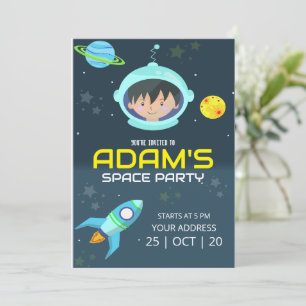 Invitation Fête d'anniversaire d'astronaute Galaxie Espace ex