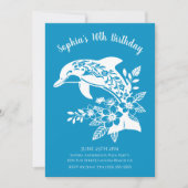 Invitation Fête d'anniversaire - Dauphin hawaïen Fleurs tropi (Devant)