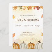 Invitation Fête d'anniversaire d'automne (Devant / Derrière)