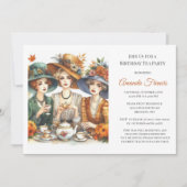 Invitation Fête d'anniversaire d'automne avec thé (Devant)
