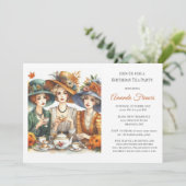 Invitation Fête d'anniversaire d'automne avec thé (Debout devant)