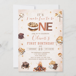 Invitation Fête d'anniversaire d'automne S'more aquarelle à a