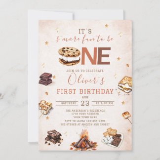 Invitation Fête d'anniversaire d'automne S'more aquarelle à a