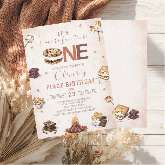 Invitation Fête d'anniversaire d'automne S'more aquarelle à a
