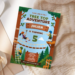 Invitation Fête d'anniversaire d'aventure en plein air Tree T