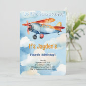Invitation Fête d'anniversaire d'avion modifiable (Debout devant)