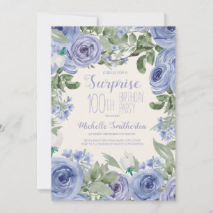 Invitation Fête d'anniversaire de 100 ans Fleur aquarelle ble
