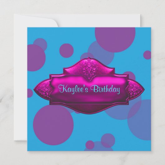 Invitation Fête d'anniversaire de 10 ans pour filles Bulles d (Devant)