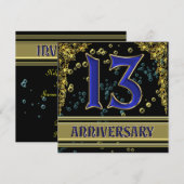 Invitation Fête d'anniversaire de 13 ans Black and Gold (Devant / Derrière)