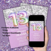 Invitation Fête d'anniversaire de 13 ans de Rainbow Sparkle G