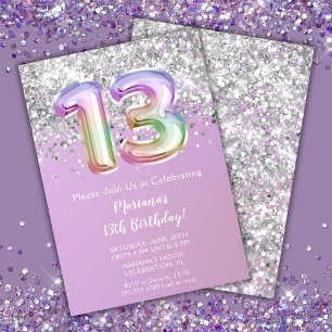 Invitation Fête d'anniversaire de 13 ans de Rainbow Sparkle G