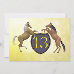 Invitation Fête d'anniversaire de 13 ans élevant des chevaux