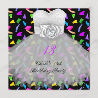 Invitation Fête d'anniversaire de 13 ans pour filles 13 ans a