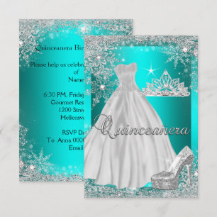 Invitation Fête d'anniversaire de 15 ans Quinceanera Bleu sar