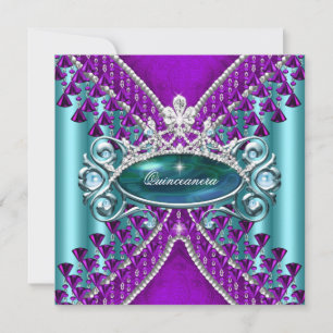 Invitation Fête d'anniversaire de 15 ans Quinceanera Bleu Tur