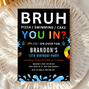 Invitation Fête d'anniversaire de 16 ans au bord de la piscin