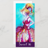 INVITATION FÊTE D'ANNIVERSAIRE DE 16 ANS D'UNE JEUNE FILLE FA (Devant / Derrière)