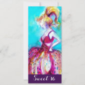 INVITATION FÊTE D'ANNIVERSAIRE DE 16 ANS D'UNE JEUNE FILLE FA (Devant)