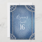 Invitation Fête d'anniversaire de 16 ans Jean Denim & Diamond (Dos)