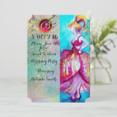 Invitation FÊTE D'ANNIVERSAIRE DE 16 ANS, Monogramme aux pail (Debout devant)