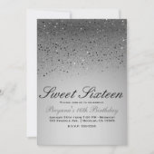 Invitation Fête d'anniversaire de 16 ans paillettes scintilla (Devant)