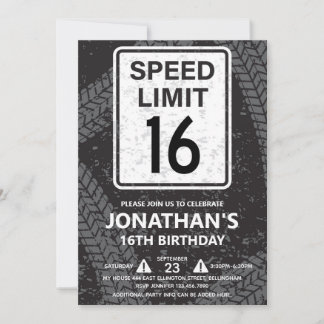 Invitation Fête d'anniversaire de 16 ans pour garçon
